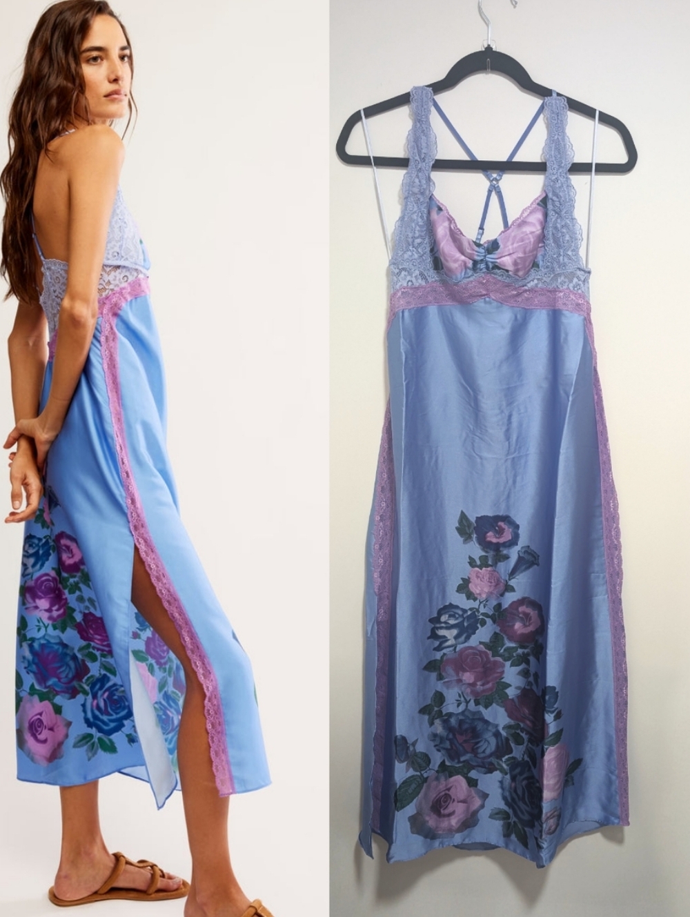 Free People | Just Dreamy Maxi Slip In Blue Vista Combo - Picture 1 of 12
